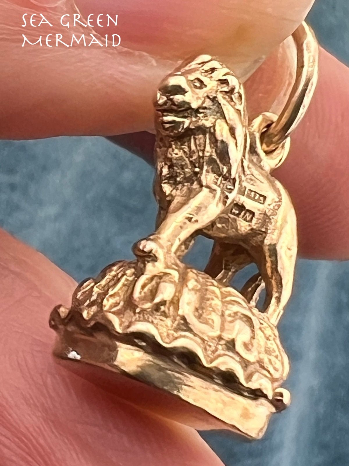 9k tests 10k Gold Standing Lion Pendant. Victorian Watch Fob 1" + 6.7g *Video*