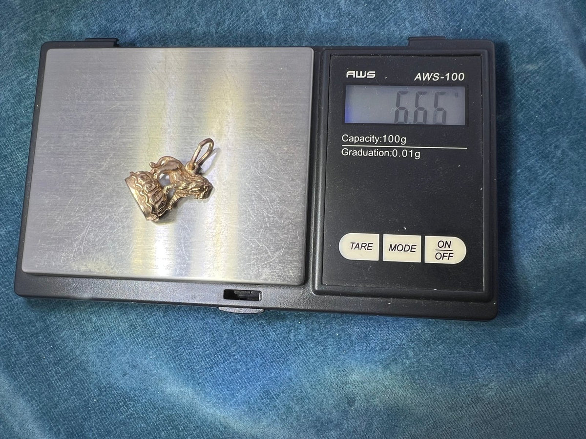 9k tests 10k Gold Standing Lion Pendant. Victorian Watch Fob 1" + 6.7g *Video*