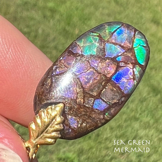 Ammolite Fossil in Boulder Pendant. 1.3" Free Chain *VIDEO*