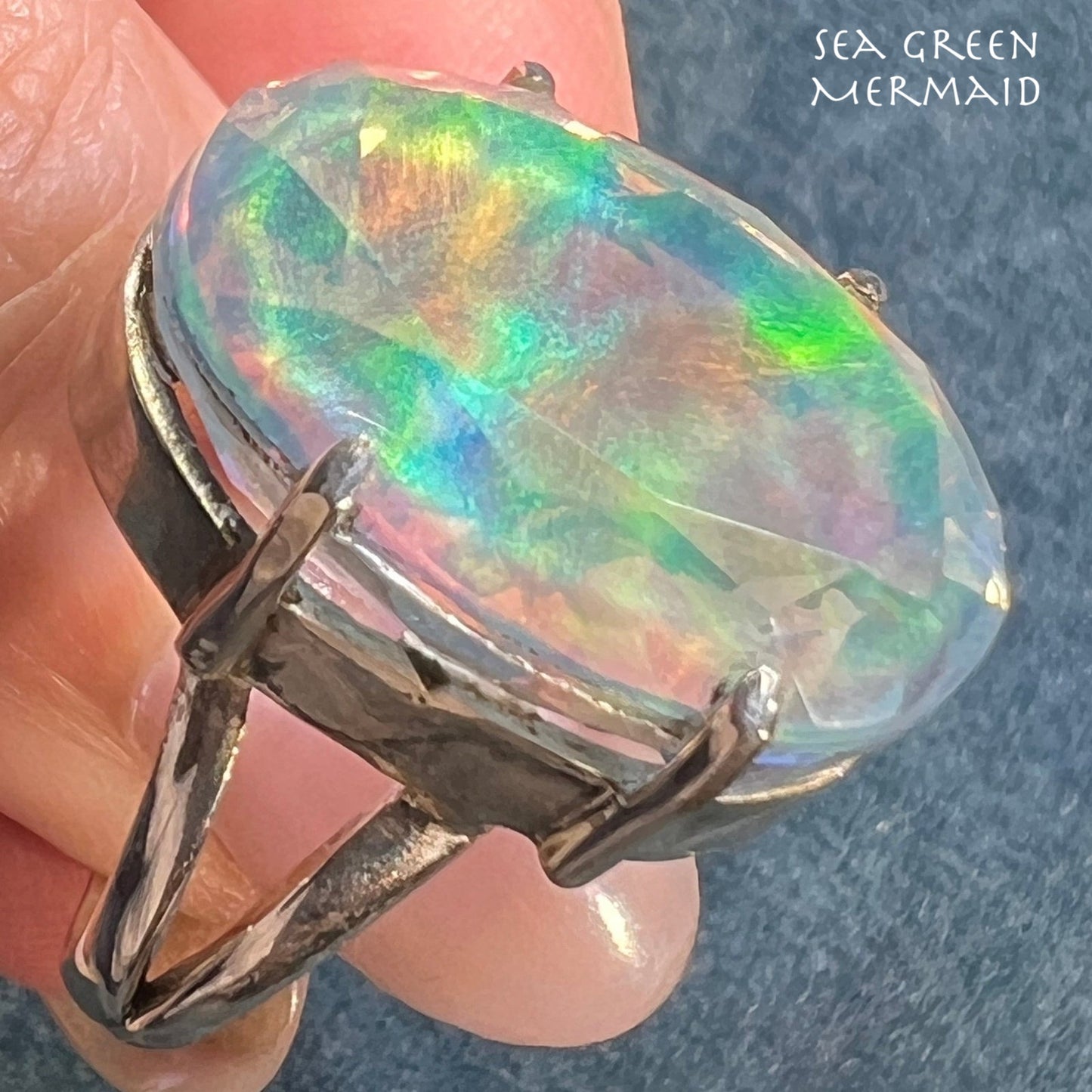 Artisan Faux Jelly Opal Ring in Sterling Silver. 0.9" + 9g **Video**