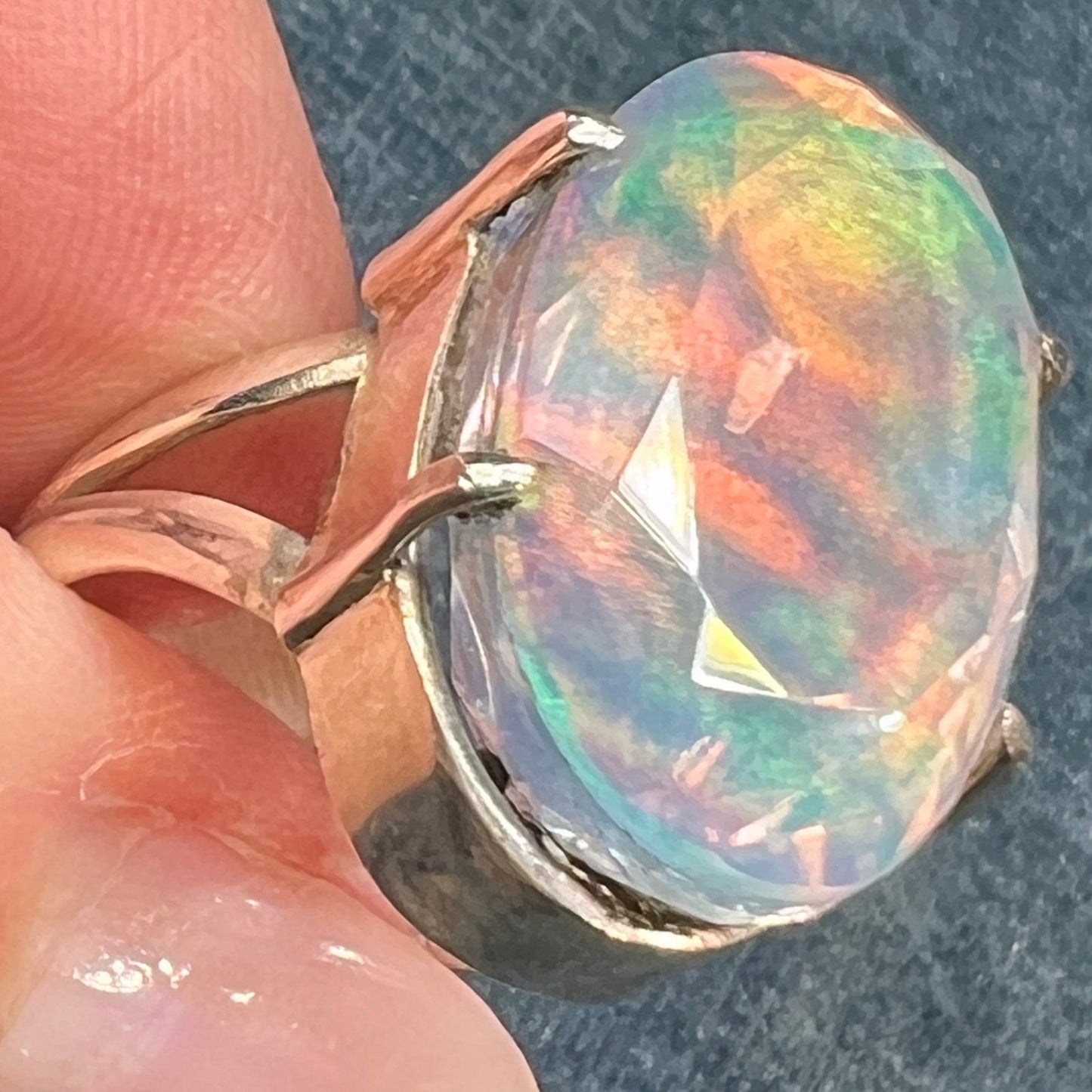 Artisan Faux Jelly Opal Ring in Sterling Silver. 0.9" + 9g **Video**