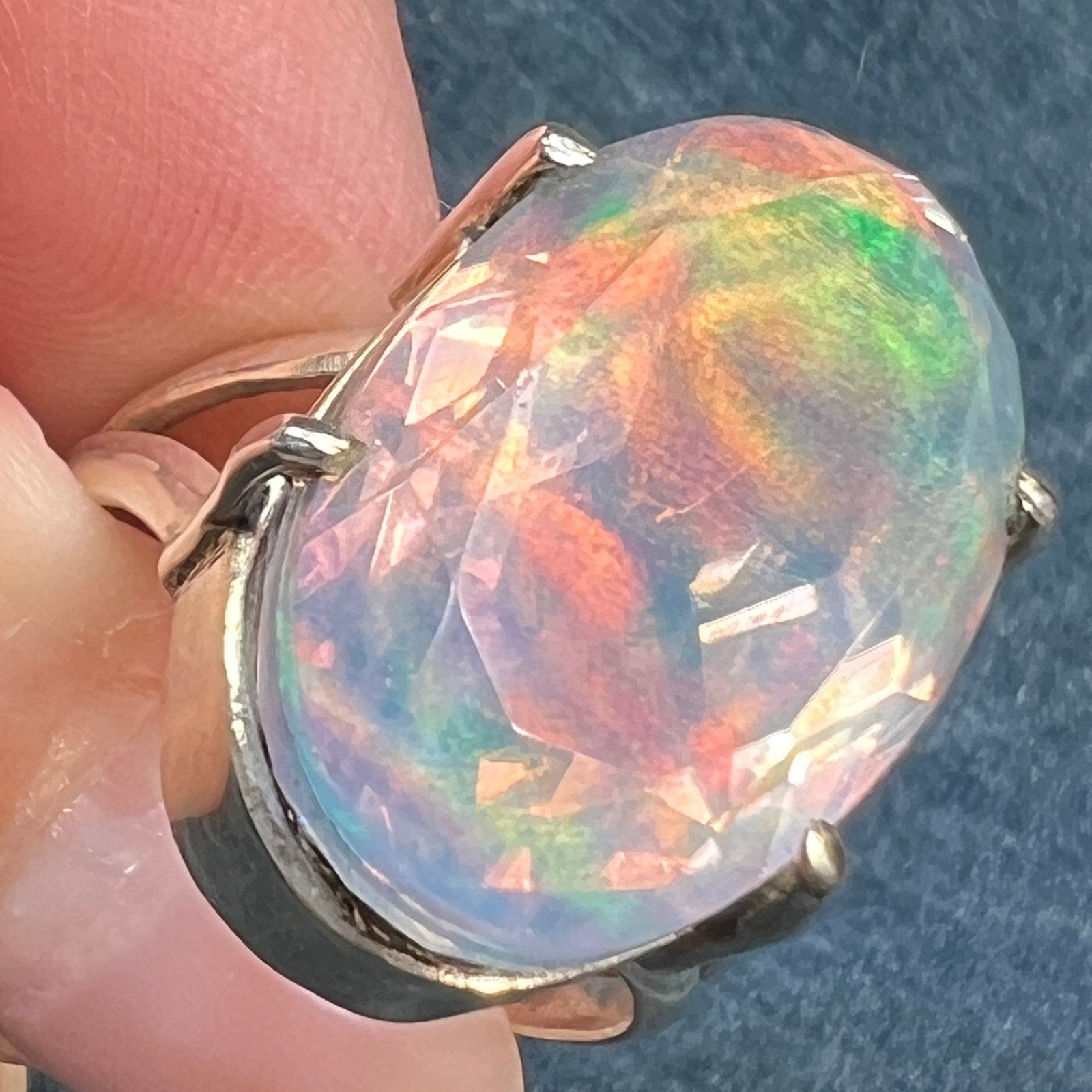 Artisan Faux Jelly Opal Ring in Sterling Silver. 0.9" + 9g **Video**