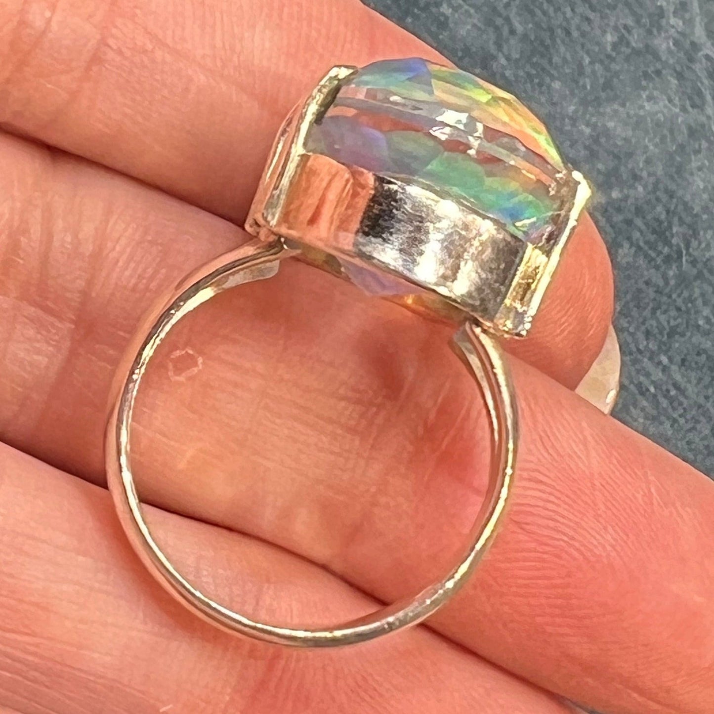 Artisan Faux Jelly Opal Ring in Sterling Silver. 0.9" + 9g **Video**