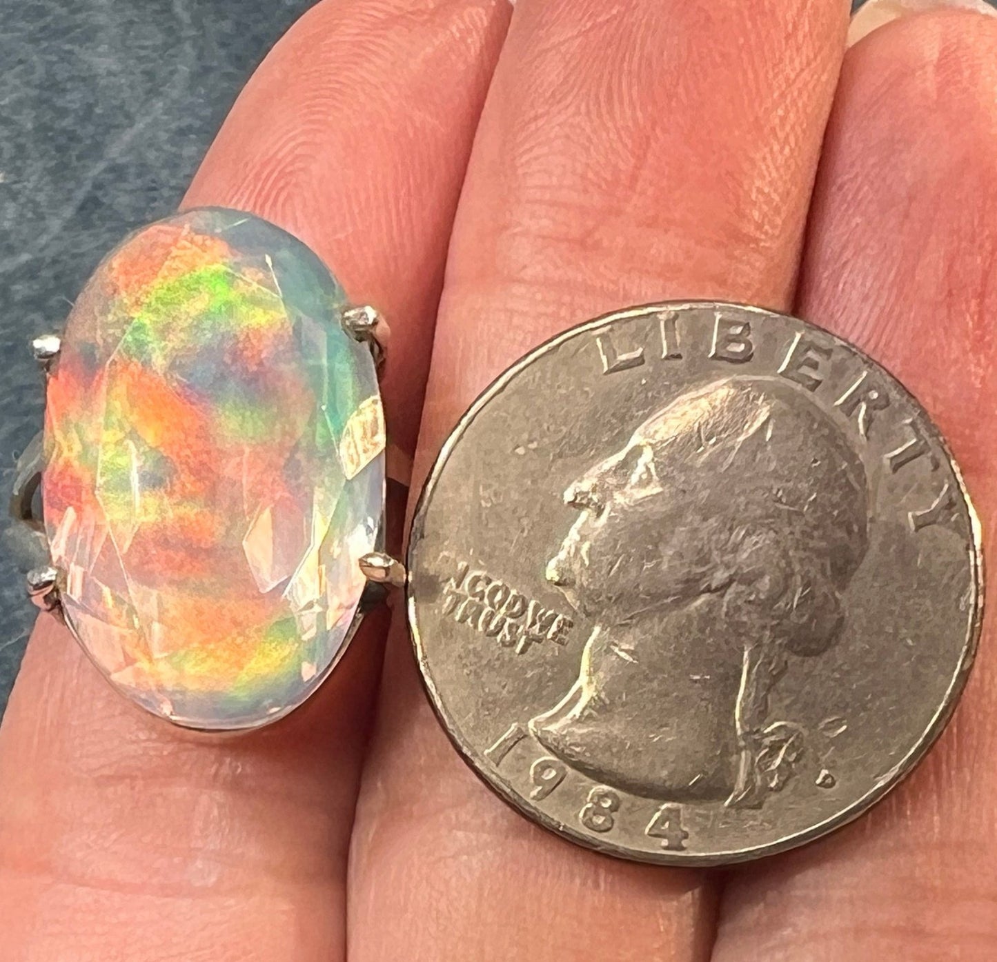 Artisan Faux Jelly Opal Ring in Sterling Silver. 0.9" + 9g **Video**