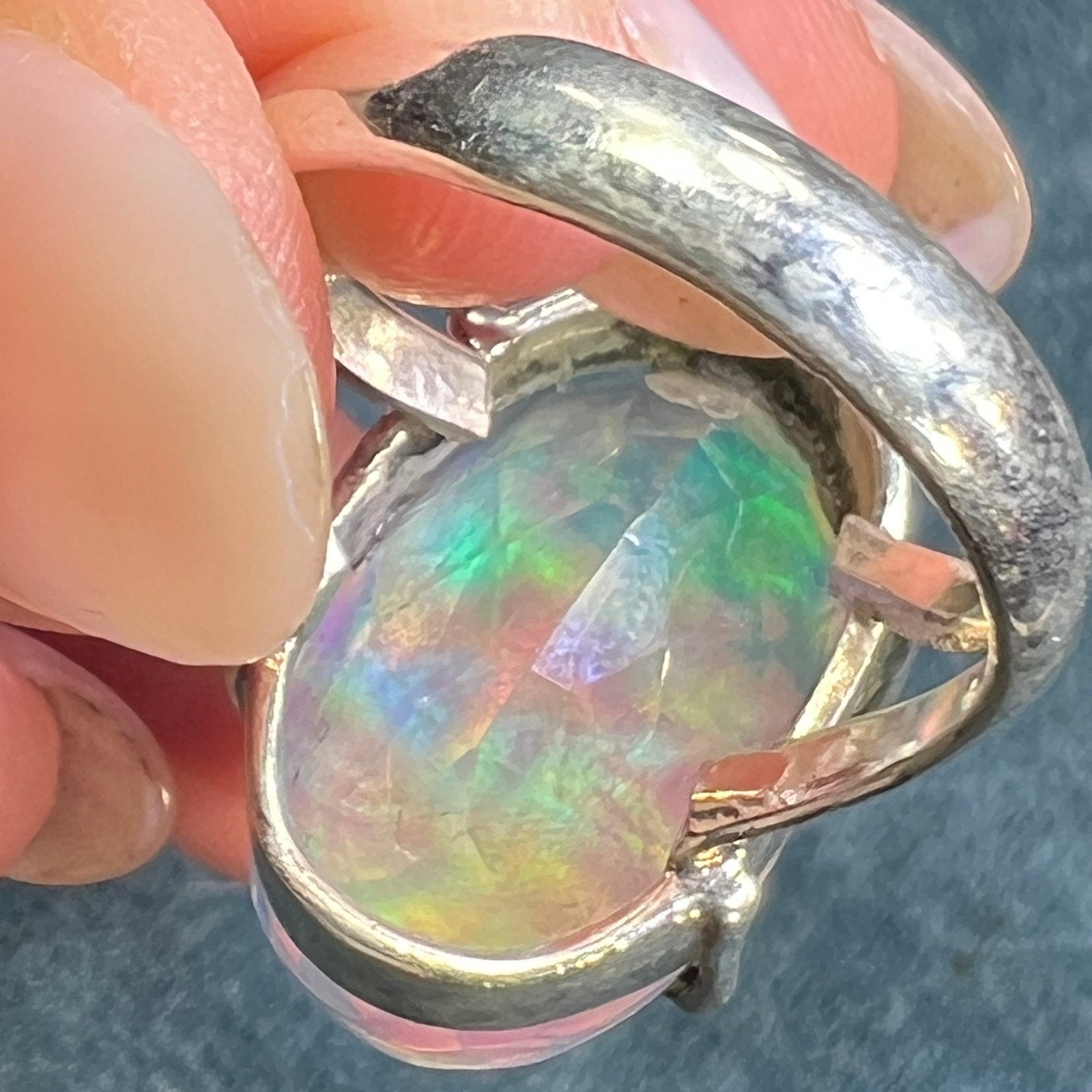 Artisan Faux Jelly Opal Ring in Sterling Silver. 0.9" + 9g **Video**