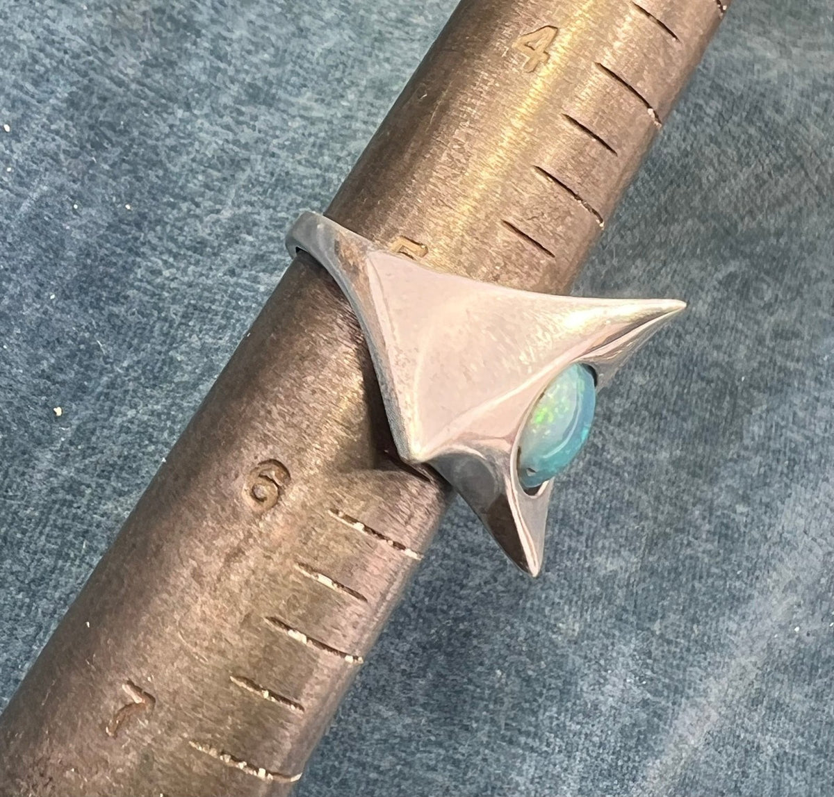 Australian Boulder Danish Modern Abstract Ring. 925 Silver. MCM *Video*