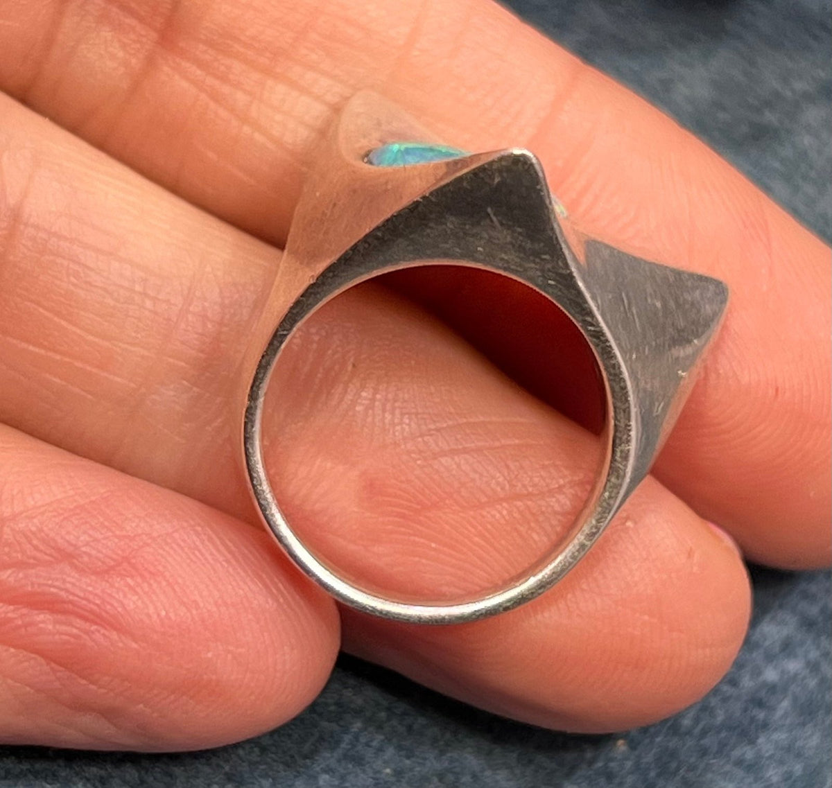 Australian Boulder Danish Modern Abstract Ring. 925 Silver. MCM *Video*