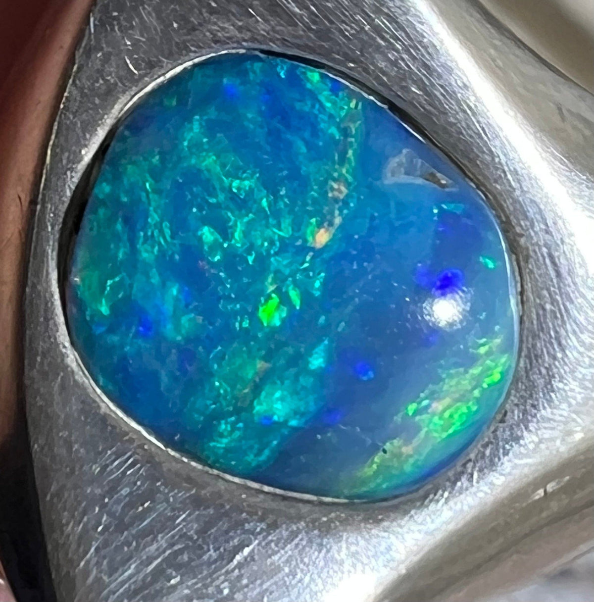 Australian Boulder Danish Modern Abstract Ring. 925 Silver. MCM *Video*