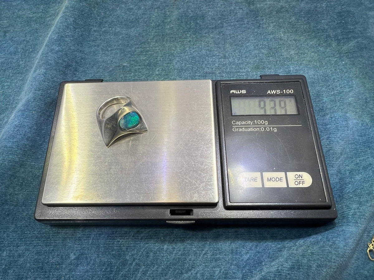 Australian Boulder Danish Modern Abstract Ring. 925 Silver. MCM *Video*