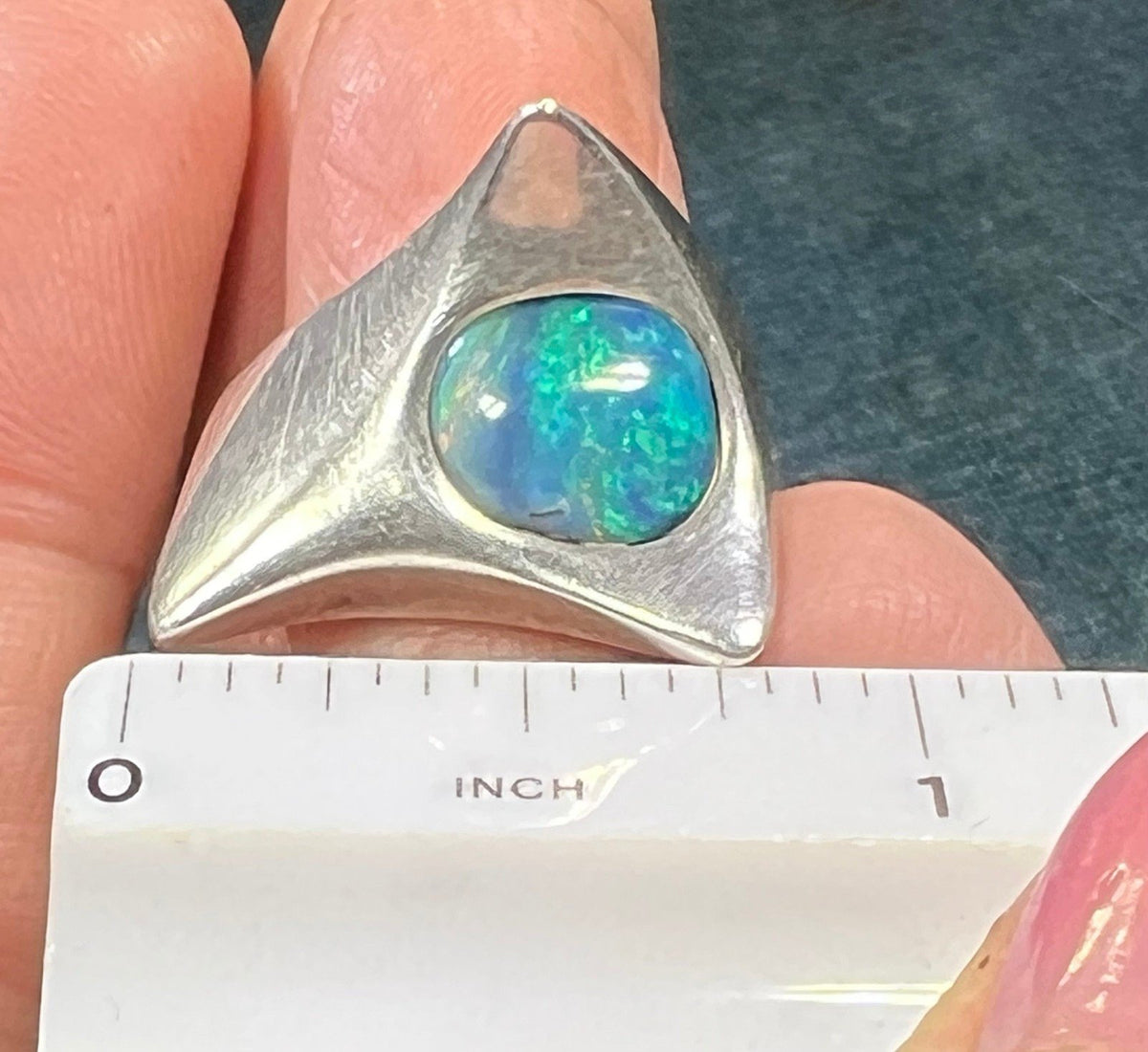Australian Boulder Danish Modern Abstract Ring. 925 Silver. MCM *Video*