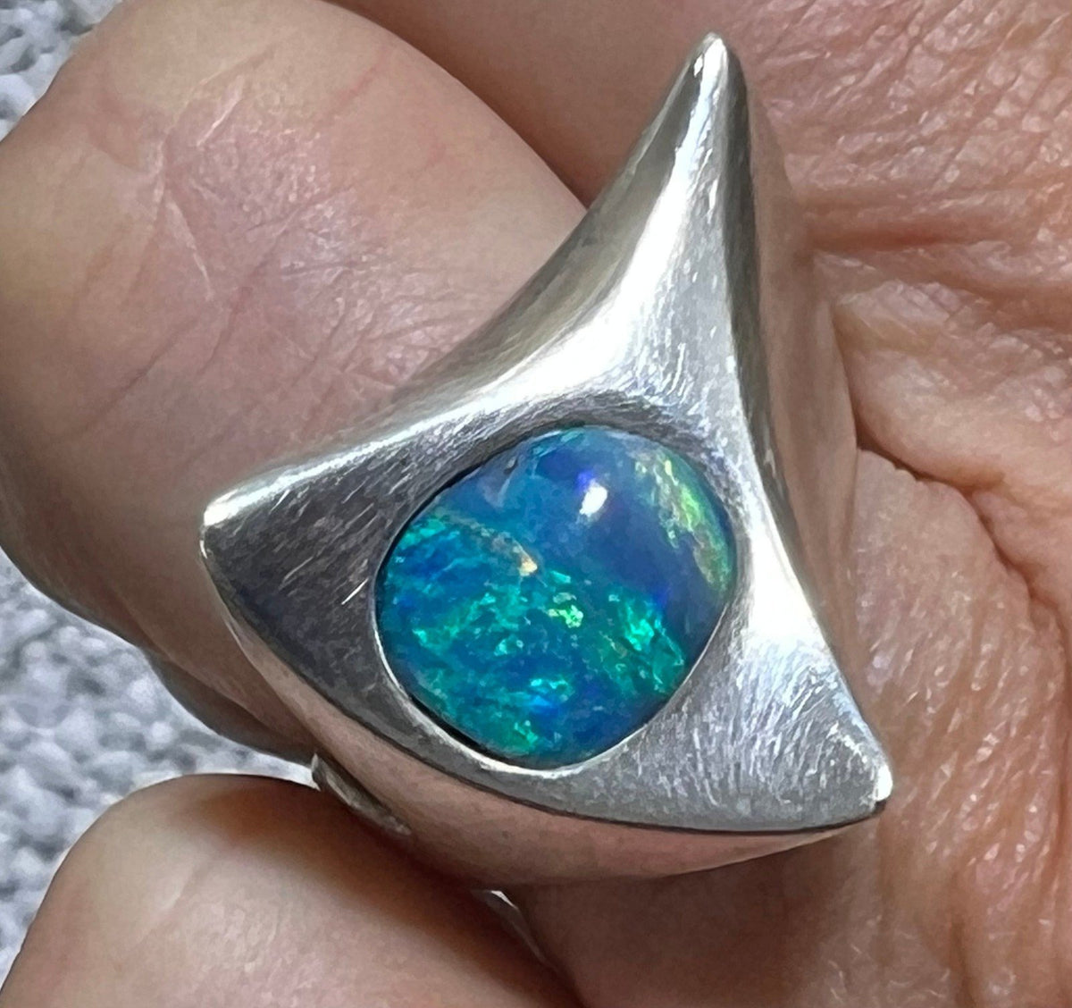 Australian Boulder Danish Modern Abstract Ring. 925 Silver. MCM *Video*