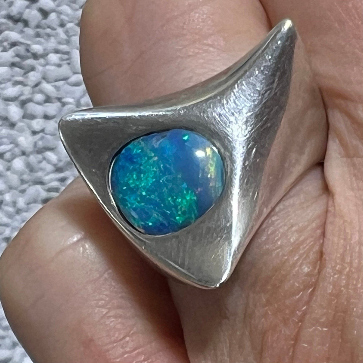 Australian Boulder Danish Modern Abstract Ring. 925 Silver. MCM *Video*