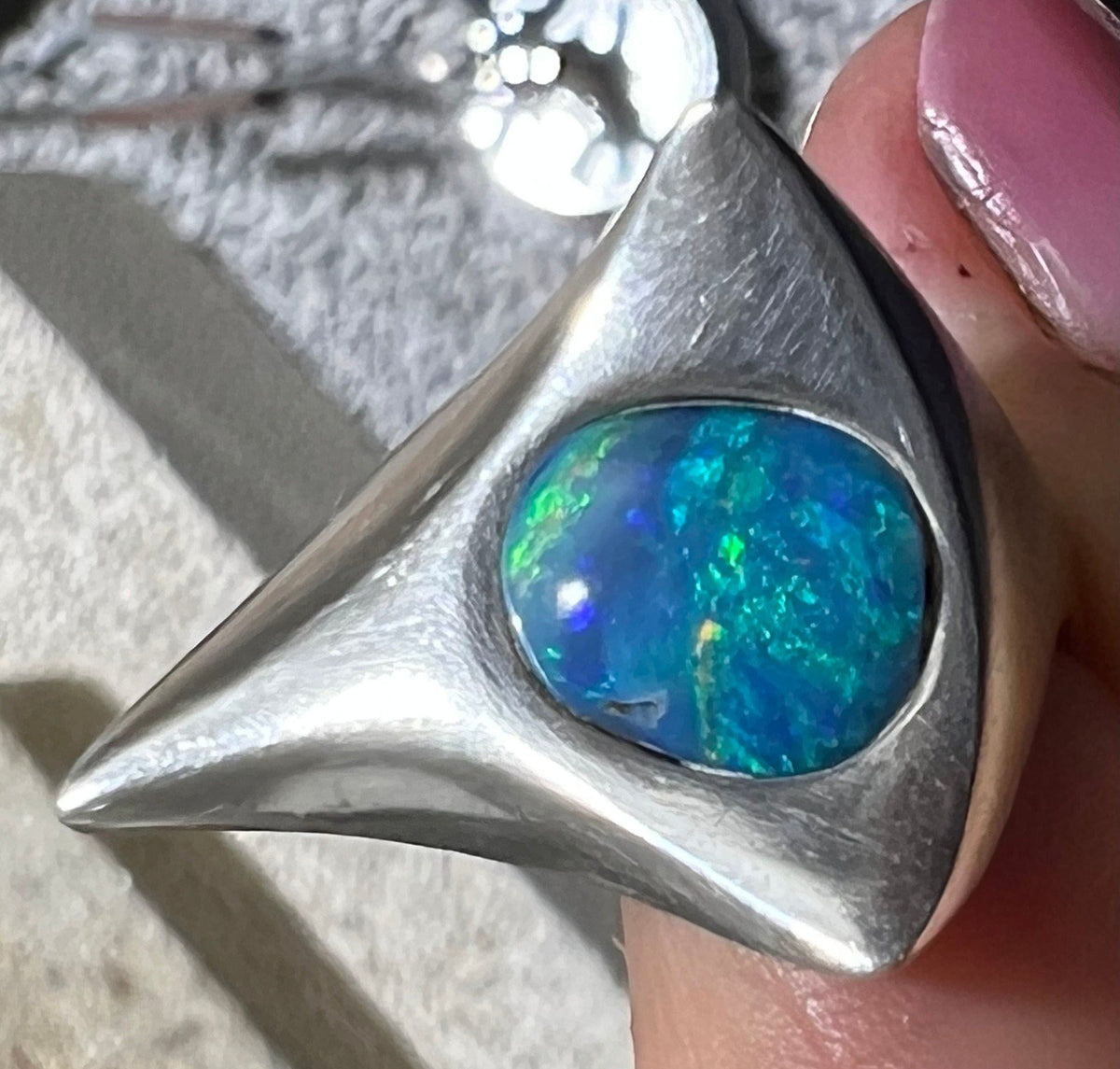 Australian Boulder Danish Modern Abstract Ring. 925 Silver. MCM *Video*