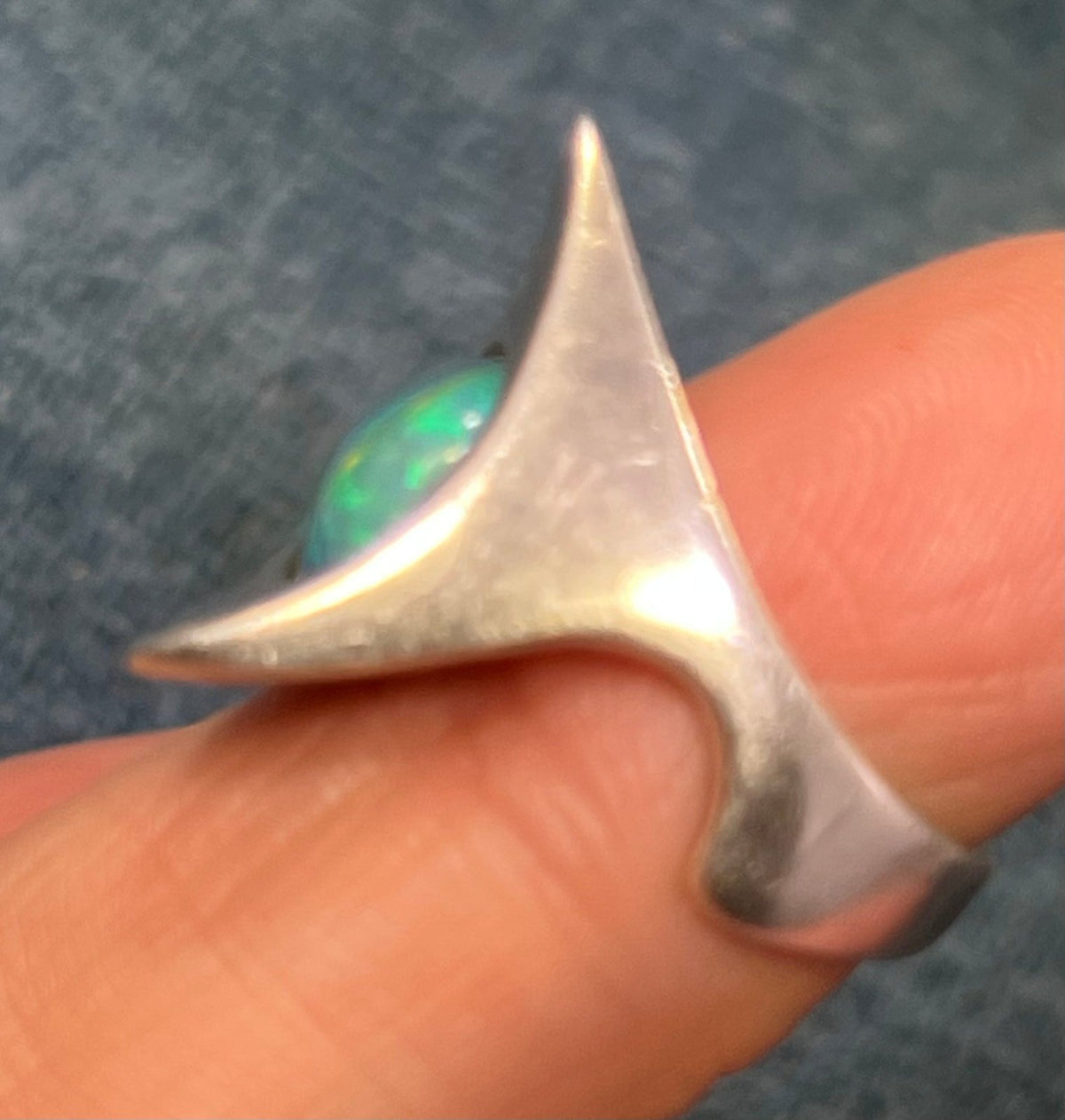 Australian Boulder Danish Modern Abstract Ring. 925 Silver. MCM *Video*