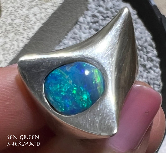 Australian Boulder Danish Modern Abstract Ring. 925 Silver. MCM *Video*