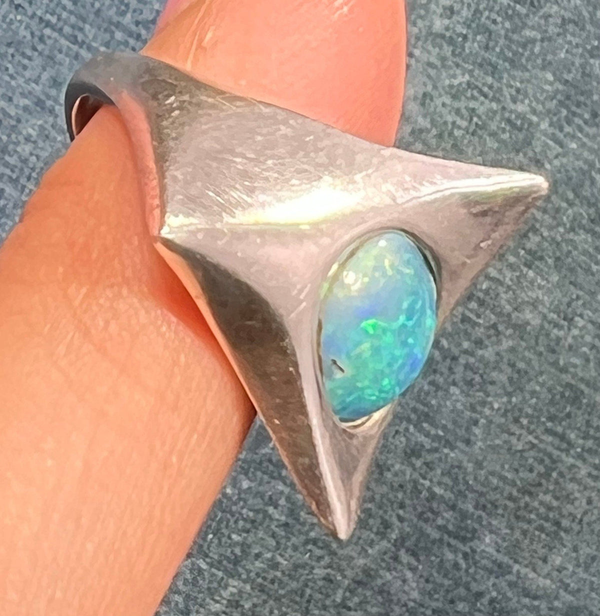 Australian Boulder Danish Modern Abstract Ring. 925 Silver. MCM *Video*