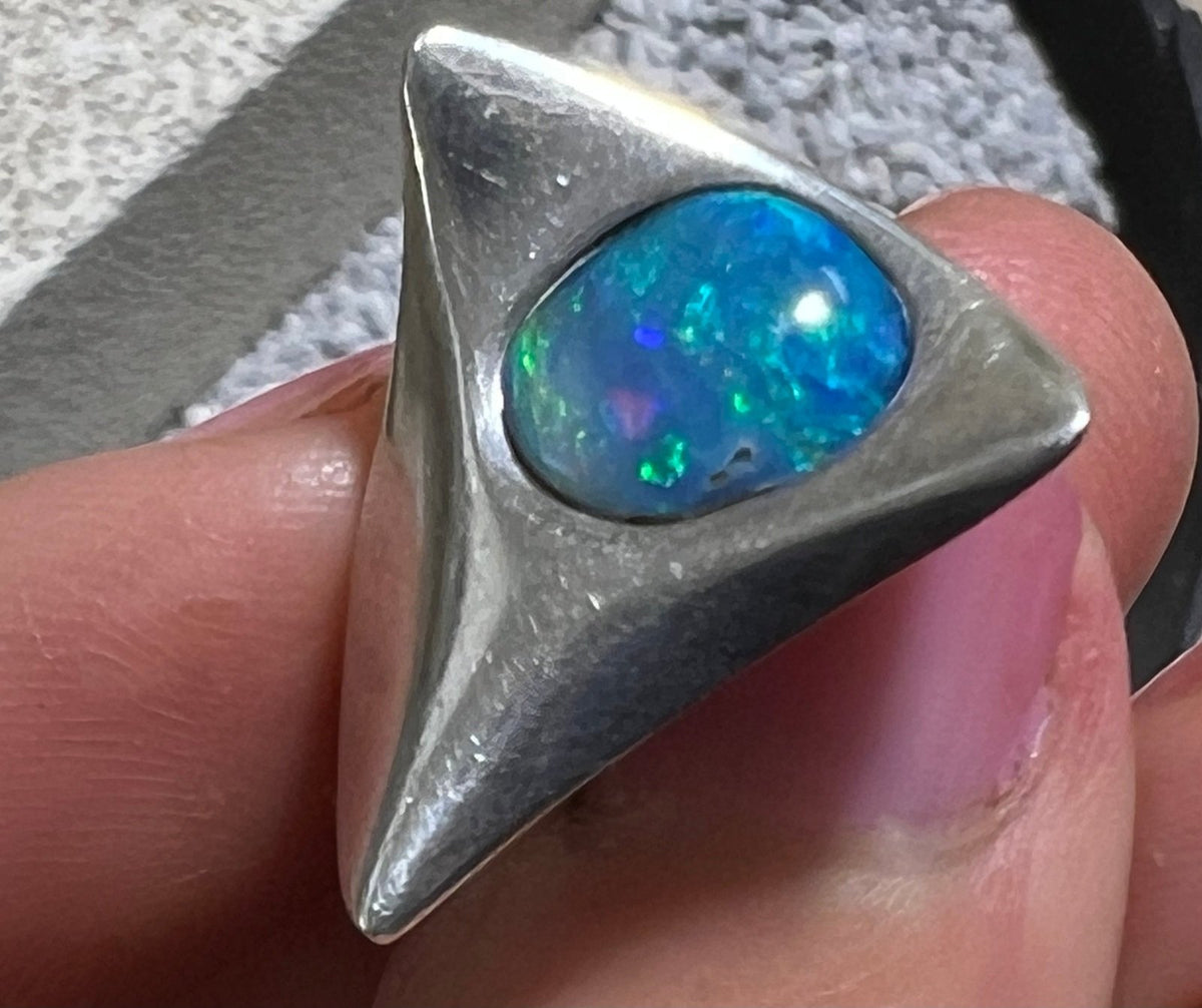 Australian Boulder Danish Modern Abstract Ring. 925 Silver. MCM *Video*