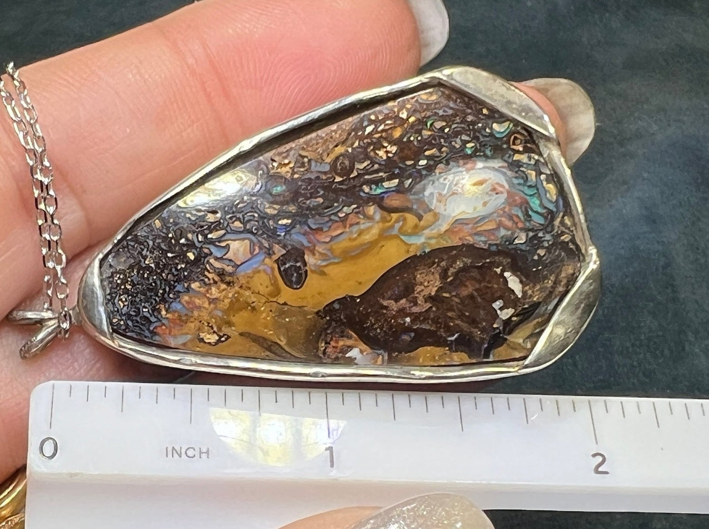 Australian Boulder Koroit Opal 2" Pendant in 925. Free Chain *Video*