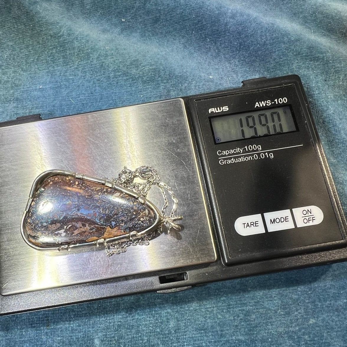 Australian Boulder Koroit Opal 2" Pendant in 925. Free Chain *Video*