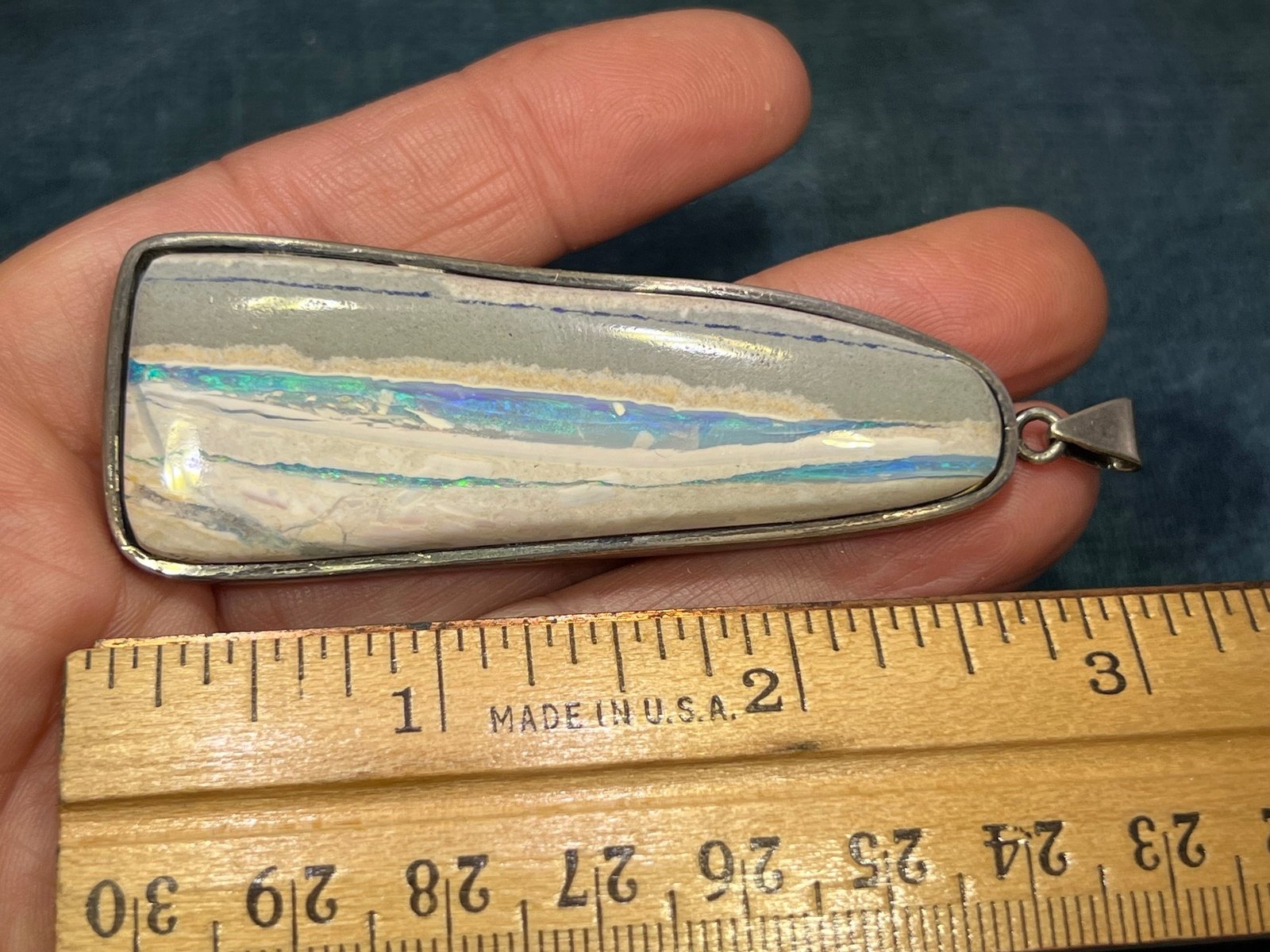 Australian Boulder Lavender Blue Jelly Opal Pendant in 925. 3" + 27g *Video*