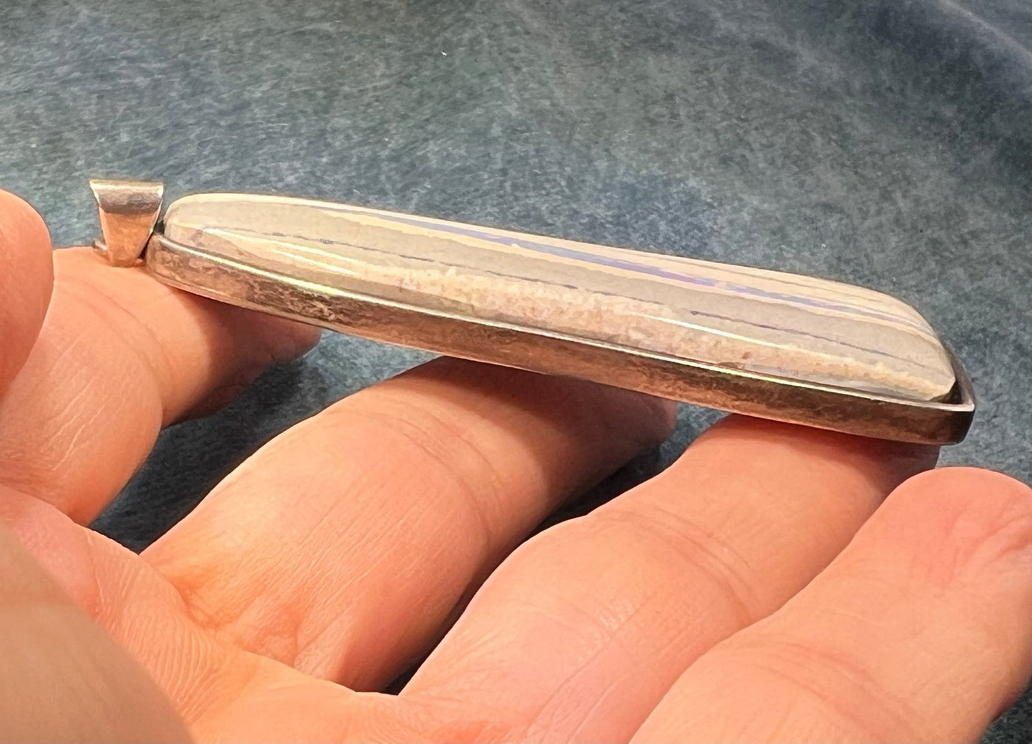 Australian Boulder Lavender Blue Jelly Opal Pendant in 925. 3" + 27g *Video*