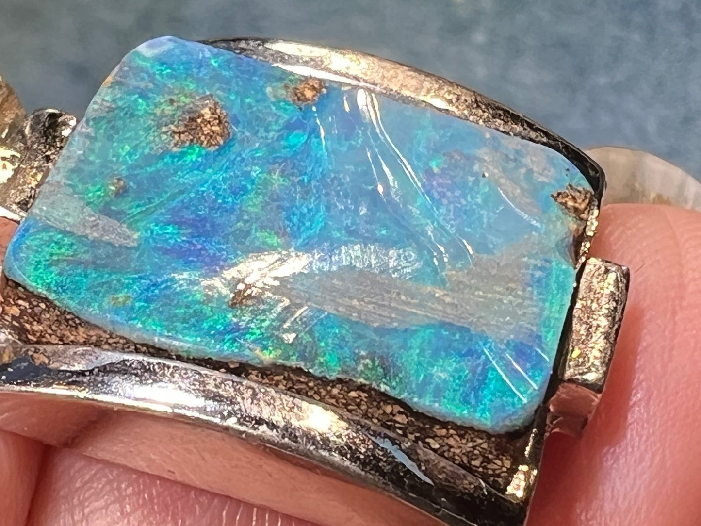 Australian Boulder Opal Chunky Pendant in Silver *Video* - 1