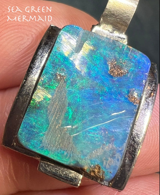 Australian Boulder Opal Chunky Pendant in Silver *Video* - 1