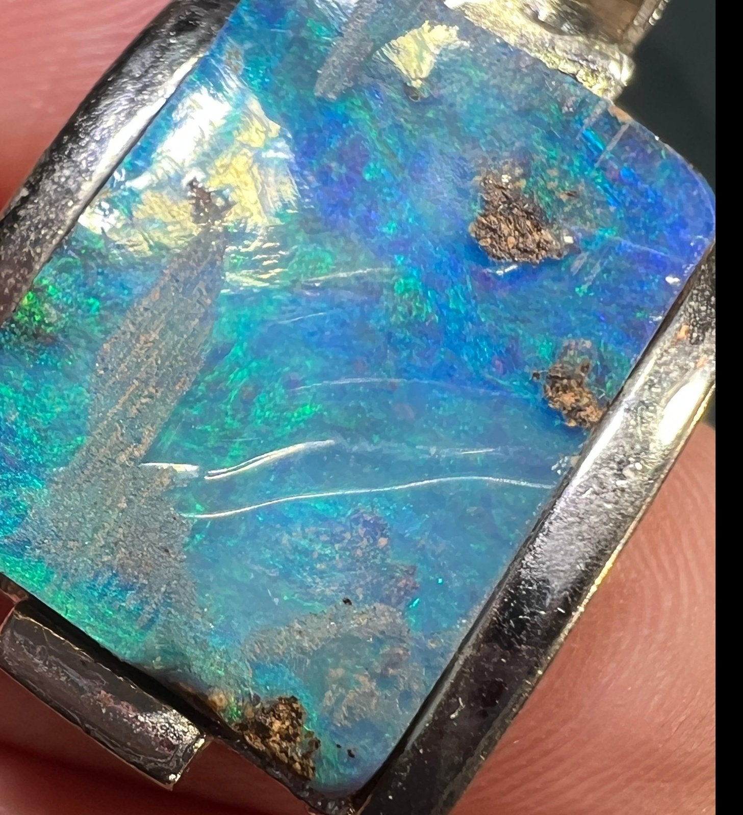 Australian Boulder Opal Chunky Pendant in Silver *Video* - 1