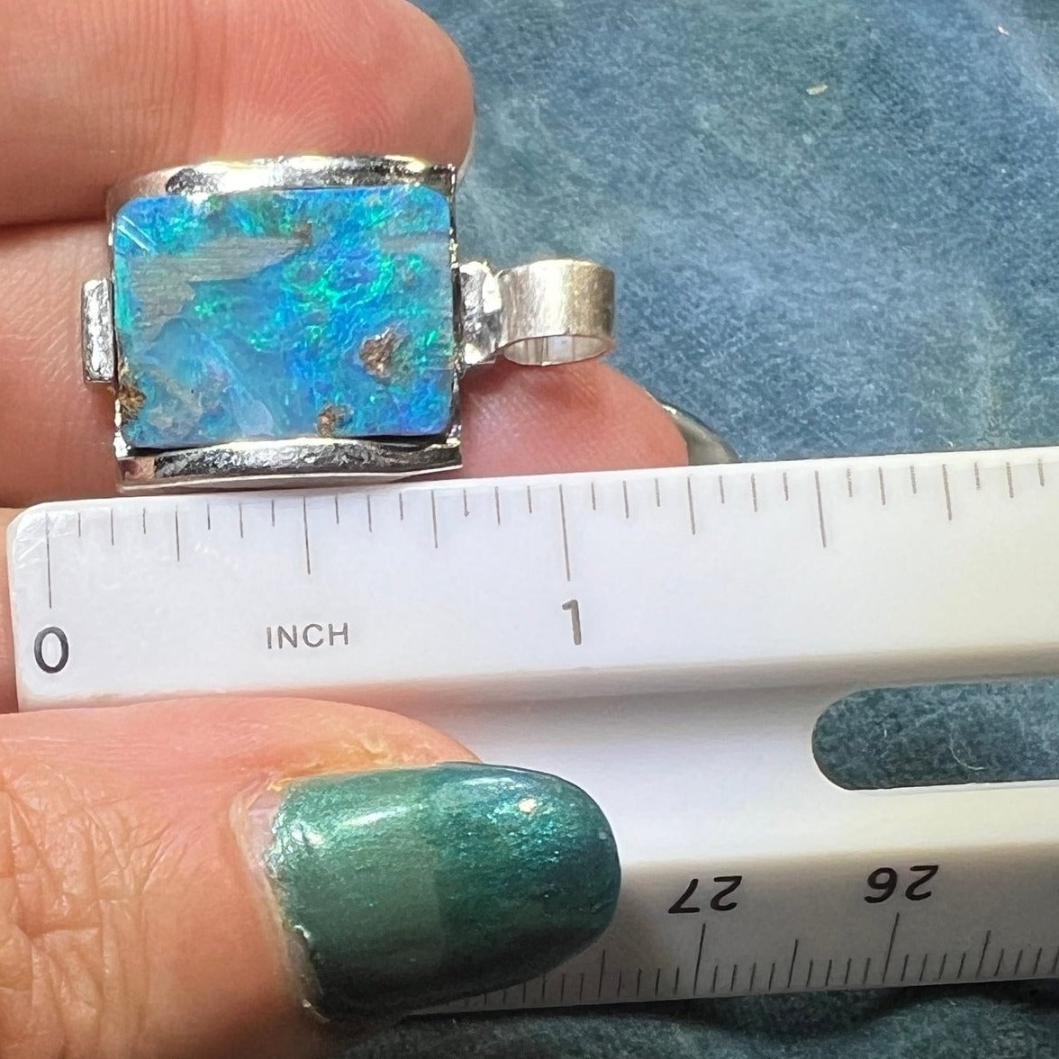 Australian Boulder Opal Chunky Pendant in Silver *Video* - 1