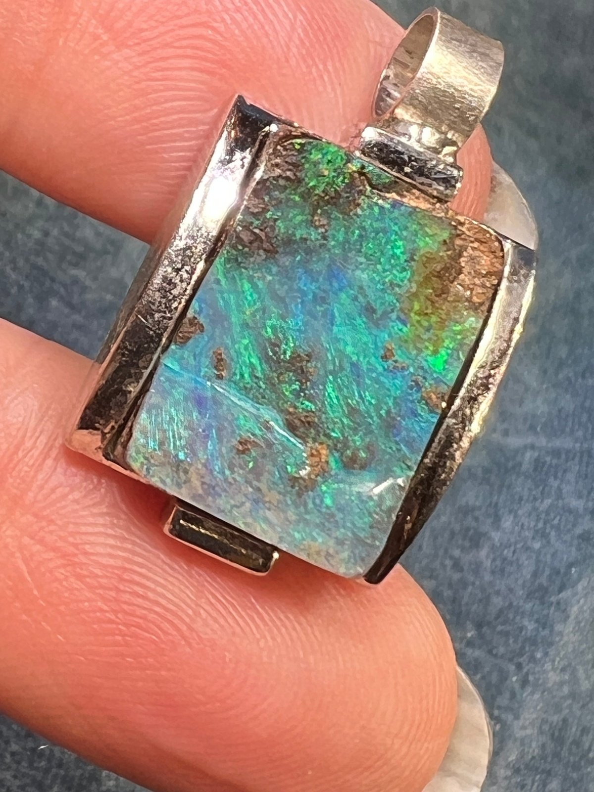 Australian Boulder Opal Chunky Pendant in Silver *Video* - 2