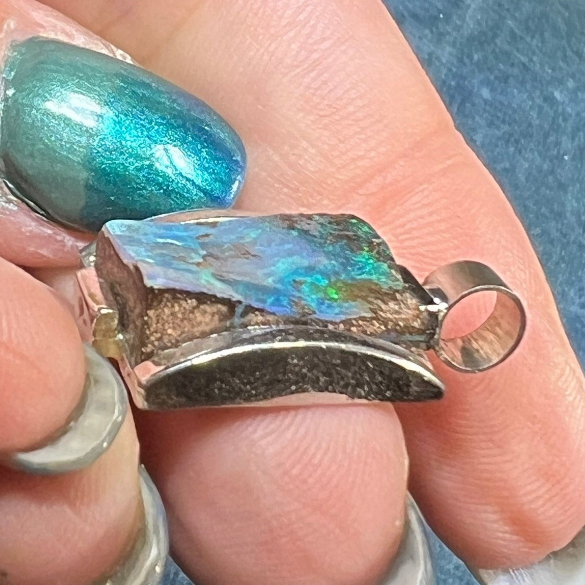 Australian Boulder Opal Chunky Pendant in Silver *Video* - 2