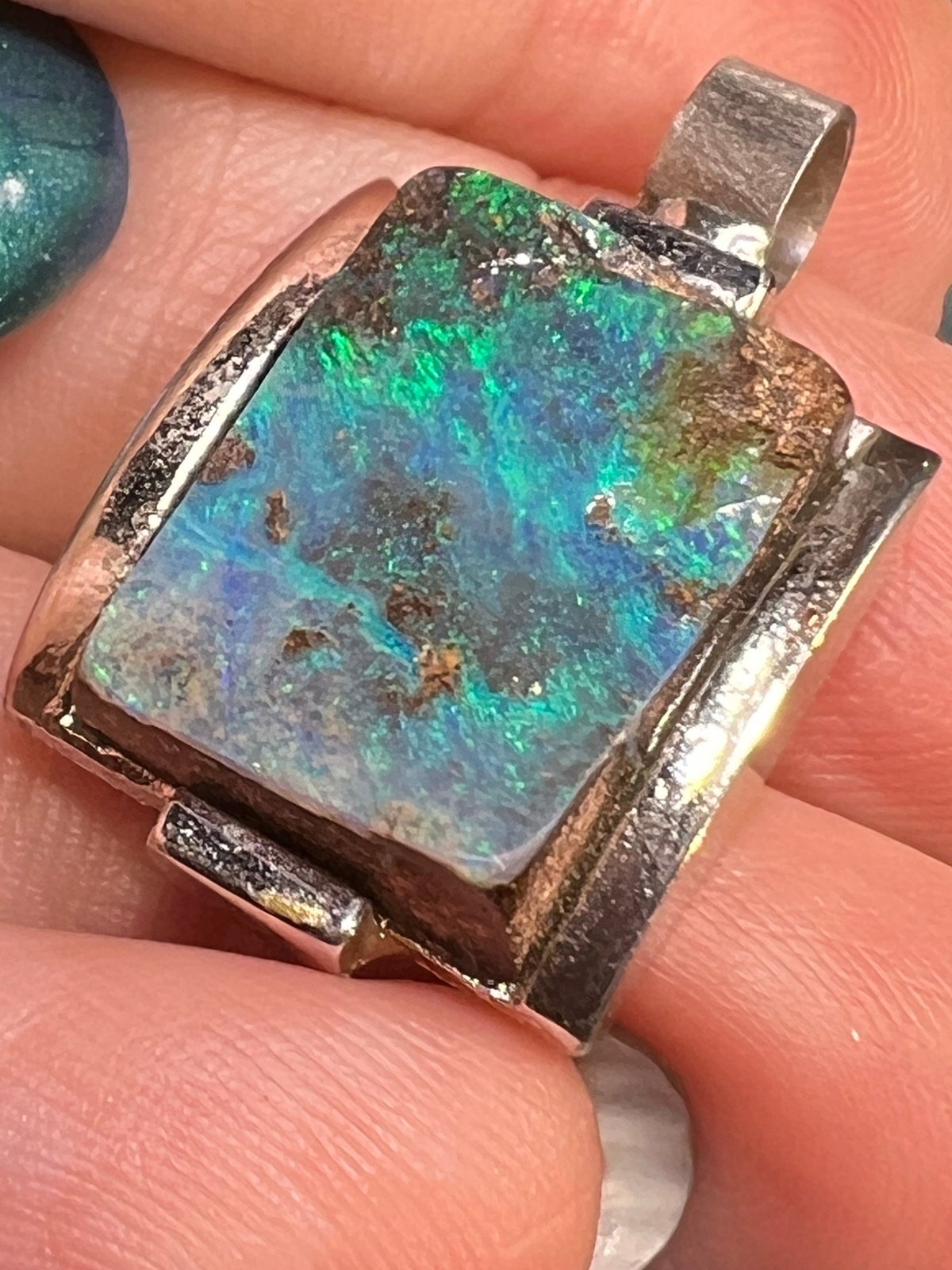 Australian Boulder Opal Chunky Pendant in Silver *Video* - 2