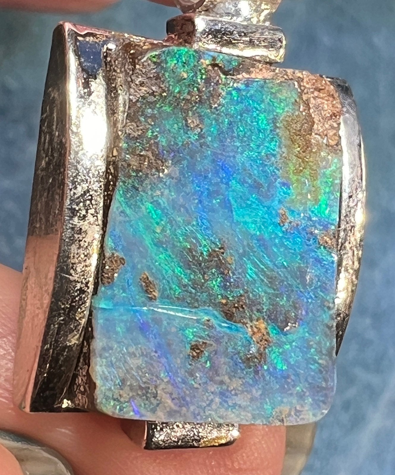 Australian Boulder Opal Chunky Pendant in Silver *Video* - 2