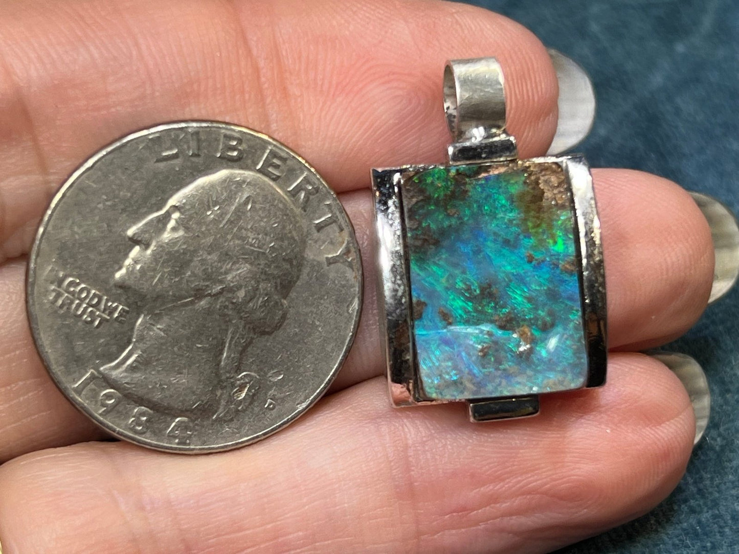 Australian Boulder Opal Chunky Pendant in Silver *Video* - 2