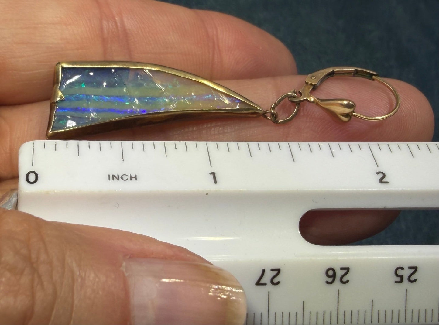 Australian Boulder Opal Earrings in 1/20 14k GF. 2.2" Leverbacks *Video*