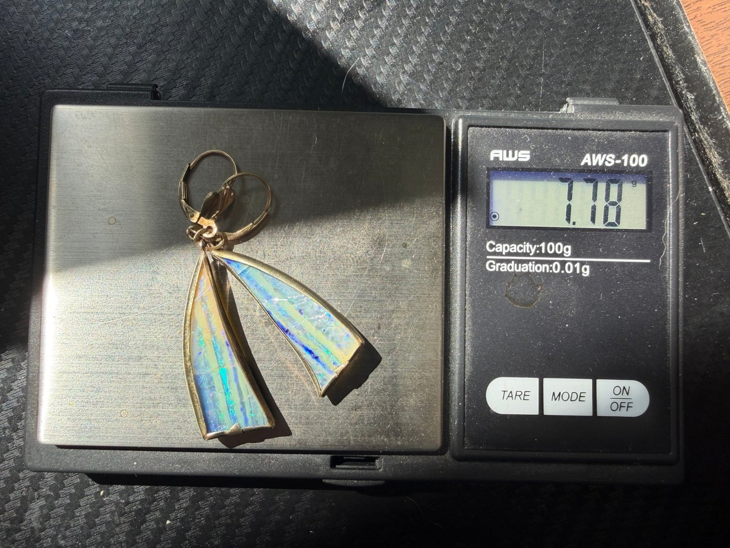 Australian Boulder Opal Earrings in 1/20 14k GF. 2.2" Leverbacks *Video*