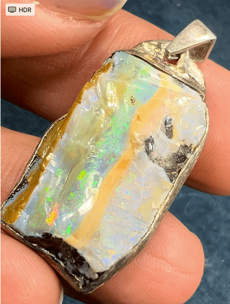 Australian Boulder Opal Pendant in Chunky 925 Sterling Silver *Video*