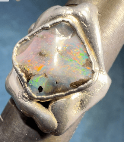 Australian Boulder Opal Ring in 925 Sterling Silver. 8g + 0.9" *Video*