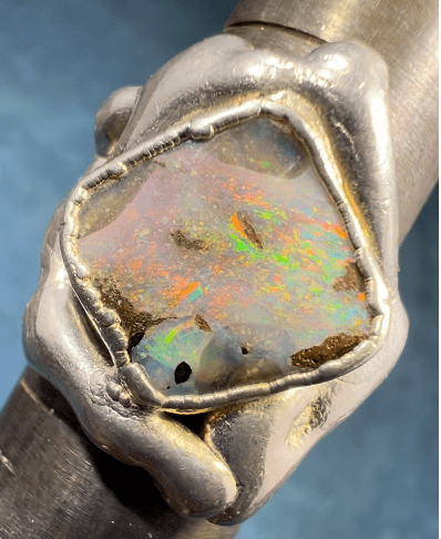 Australian Boulder Opal Ring in 925 Sterling Silver. 8g + 0.9" *Video*