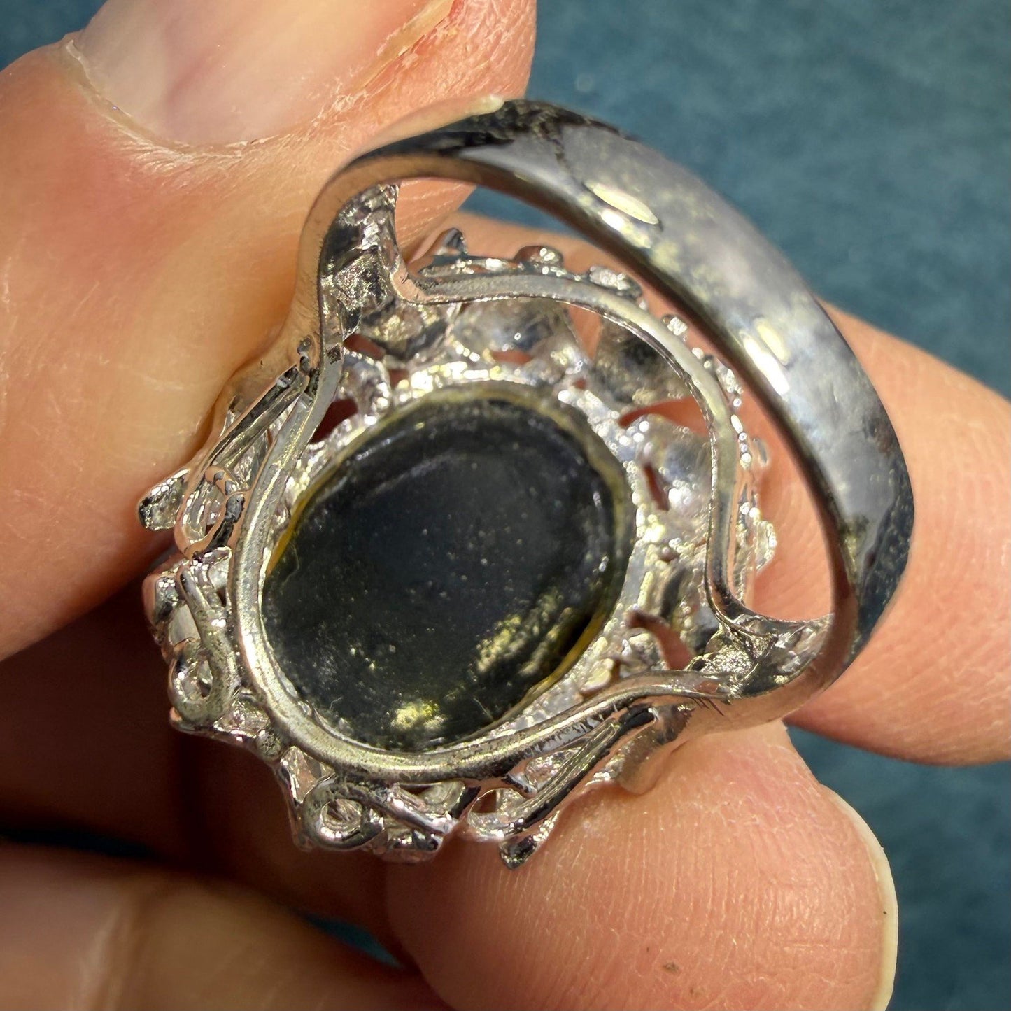 Australian Boulder Opal Triplet Ring. 7/8" Unusual! *Video*