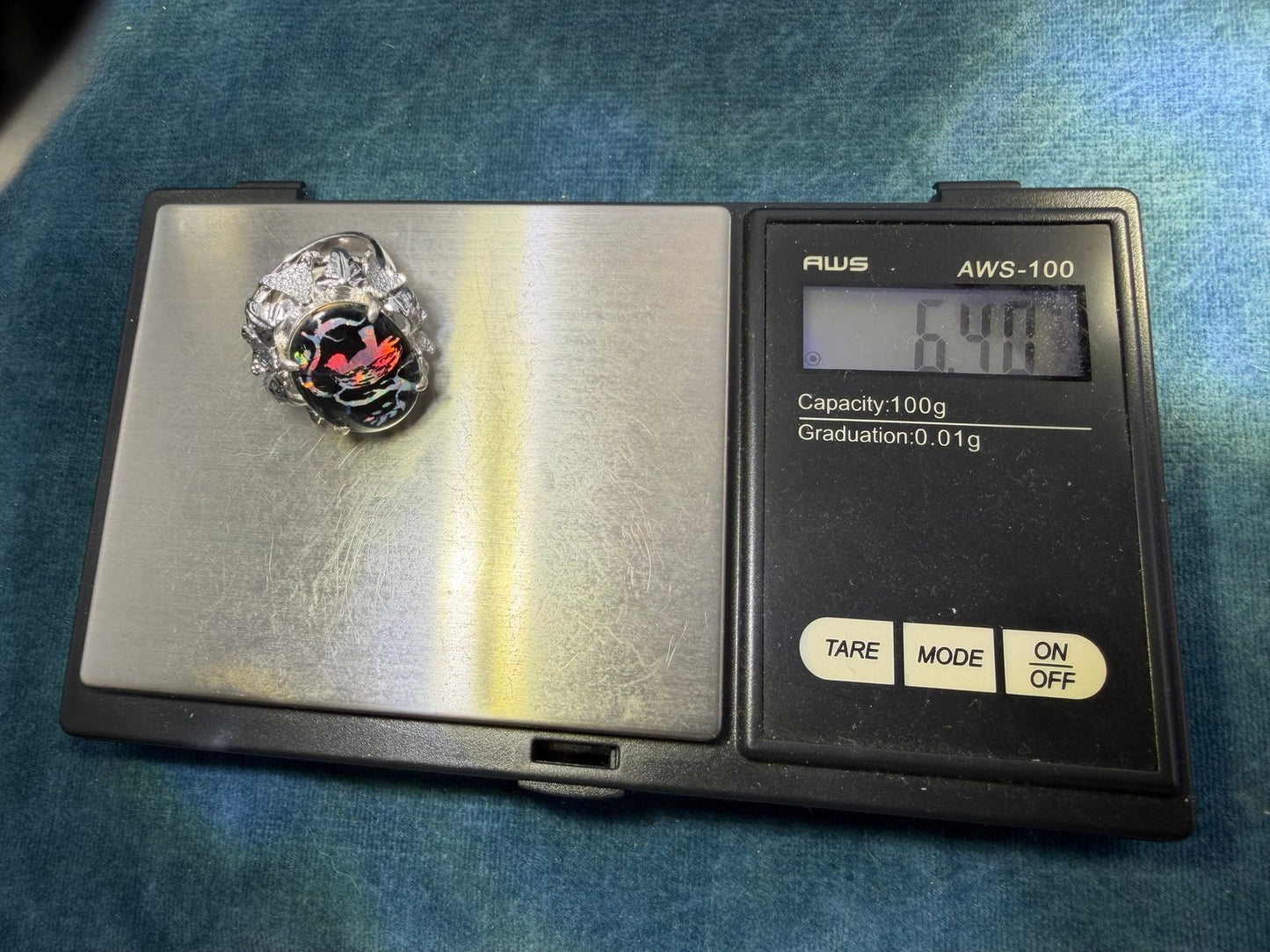 Australian Boulder Opal Triplet Ring. 7/8" Unusual! *Video*