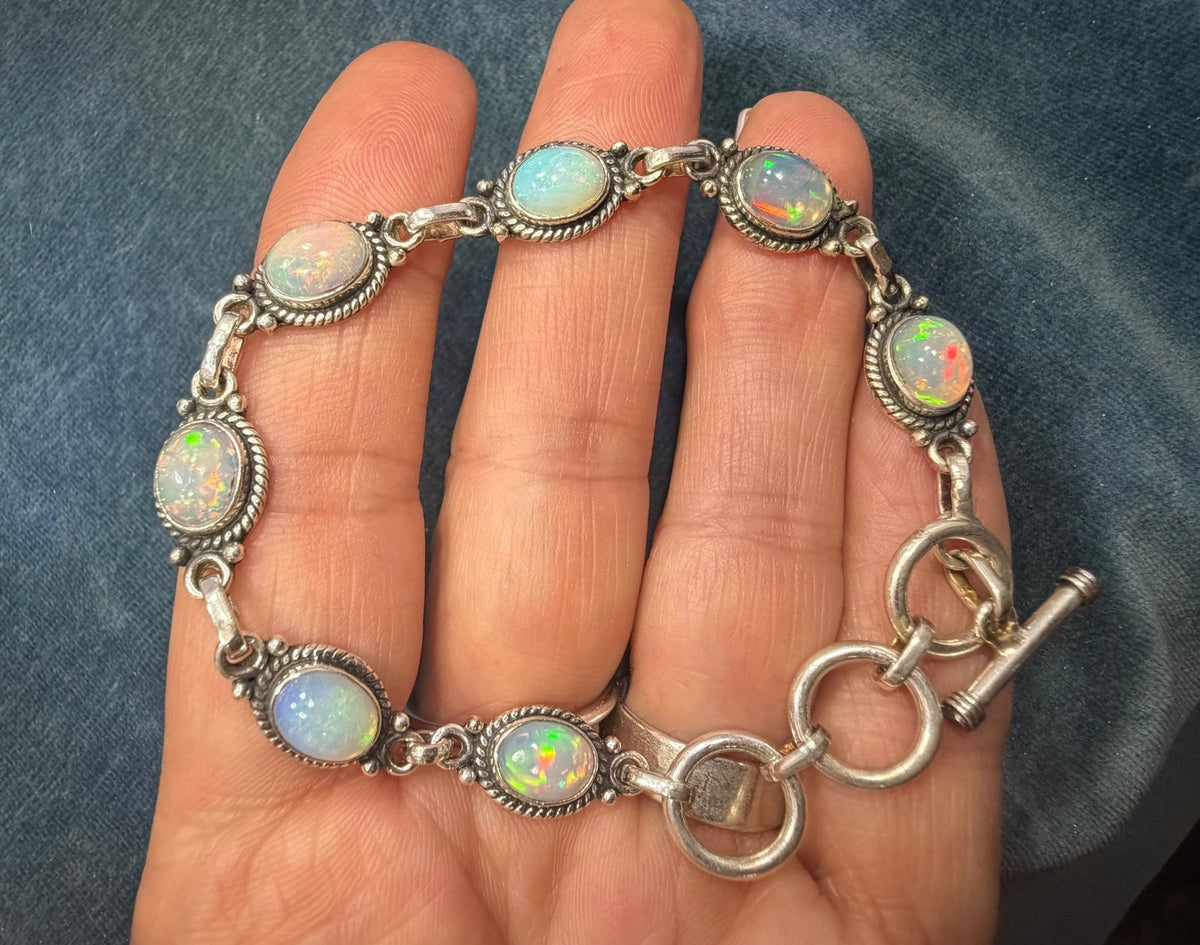 Australian Jelly Opal Bracelet in Sterling Silver *Video*