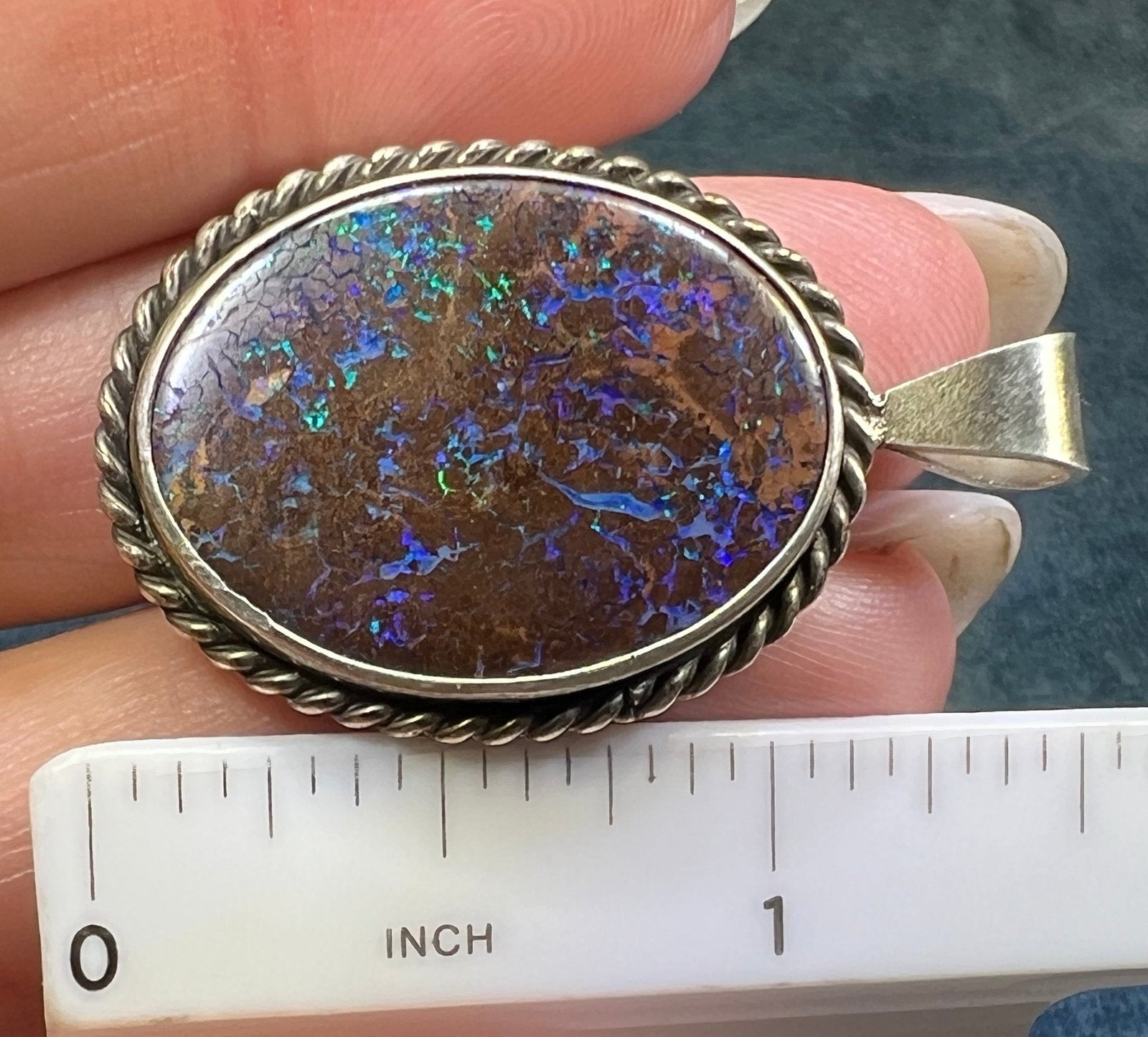 Australian Koroit Boulder Opal Pendant in Sterling Silver. 1.4"+ 7g *Video*