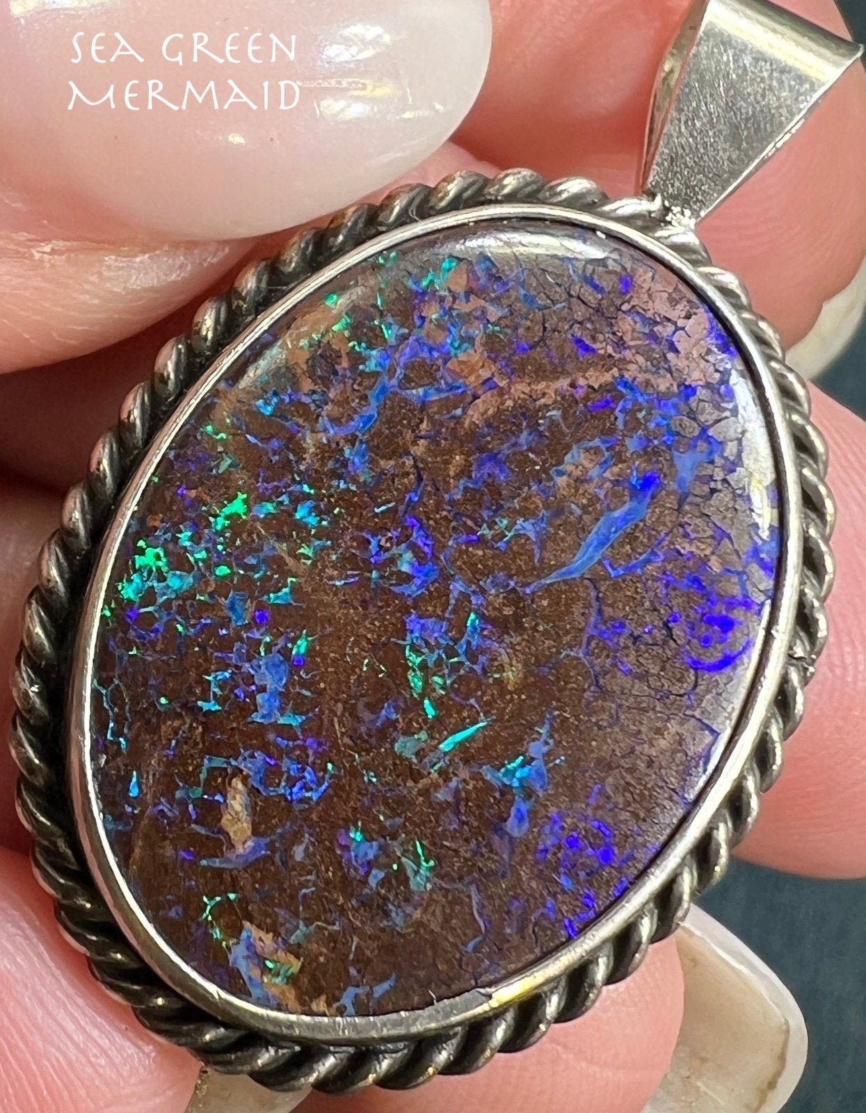 Australian Koroit Boulder Opal Pendant in Sterling Silver. 1.4"+ 7g *Video*