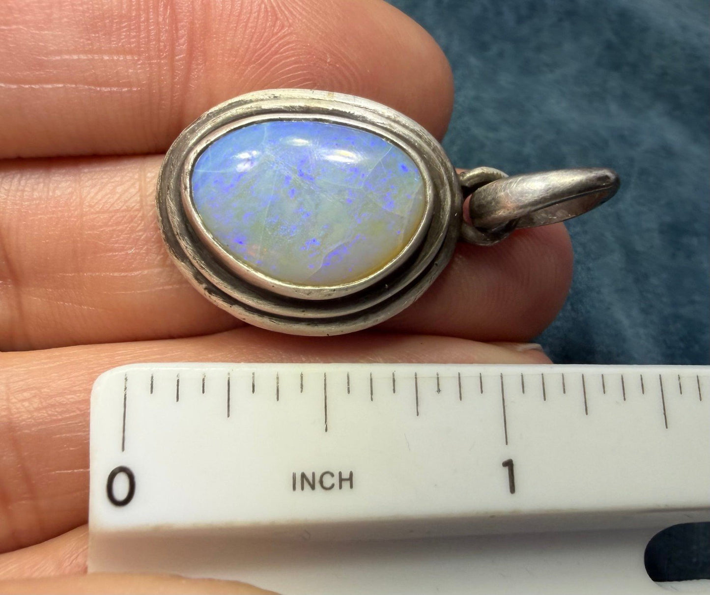 Australian Lavender "Ghost" Opal Pendant in 925. 1.4" + 9g *Video*