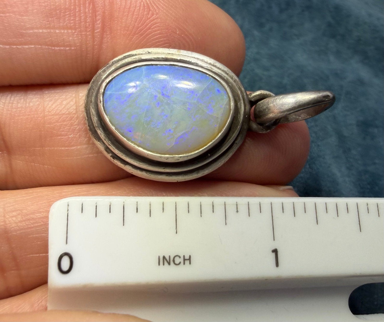 Australian Lavender "Ghost" Opal Pendant in 925. 1.4" + 9g *Video*