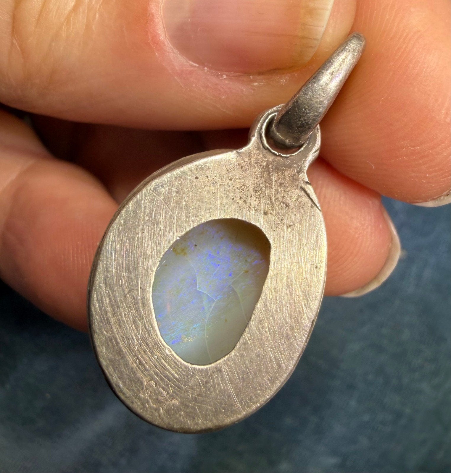 Australian Lavender "Ghost" Opal Pendant in 925. 1.4" + 9g *Video*