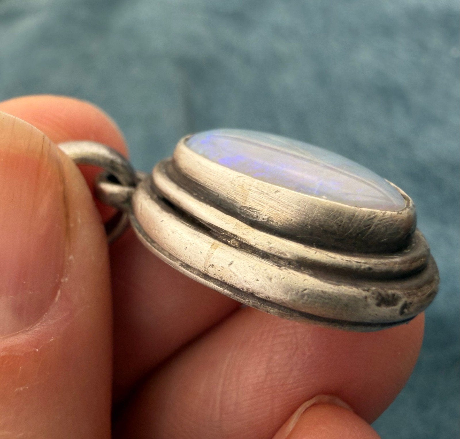 Australian Lavender "Ghost" Opal Pendant in 925. 1.4" + 9g *Video*