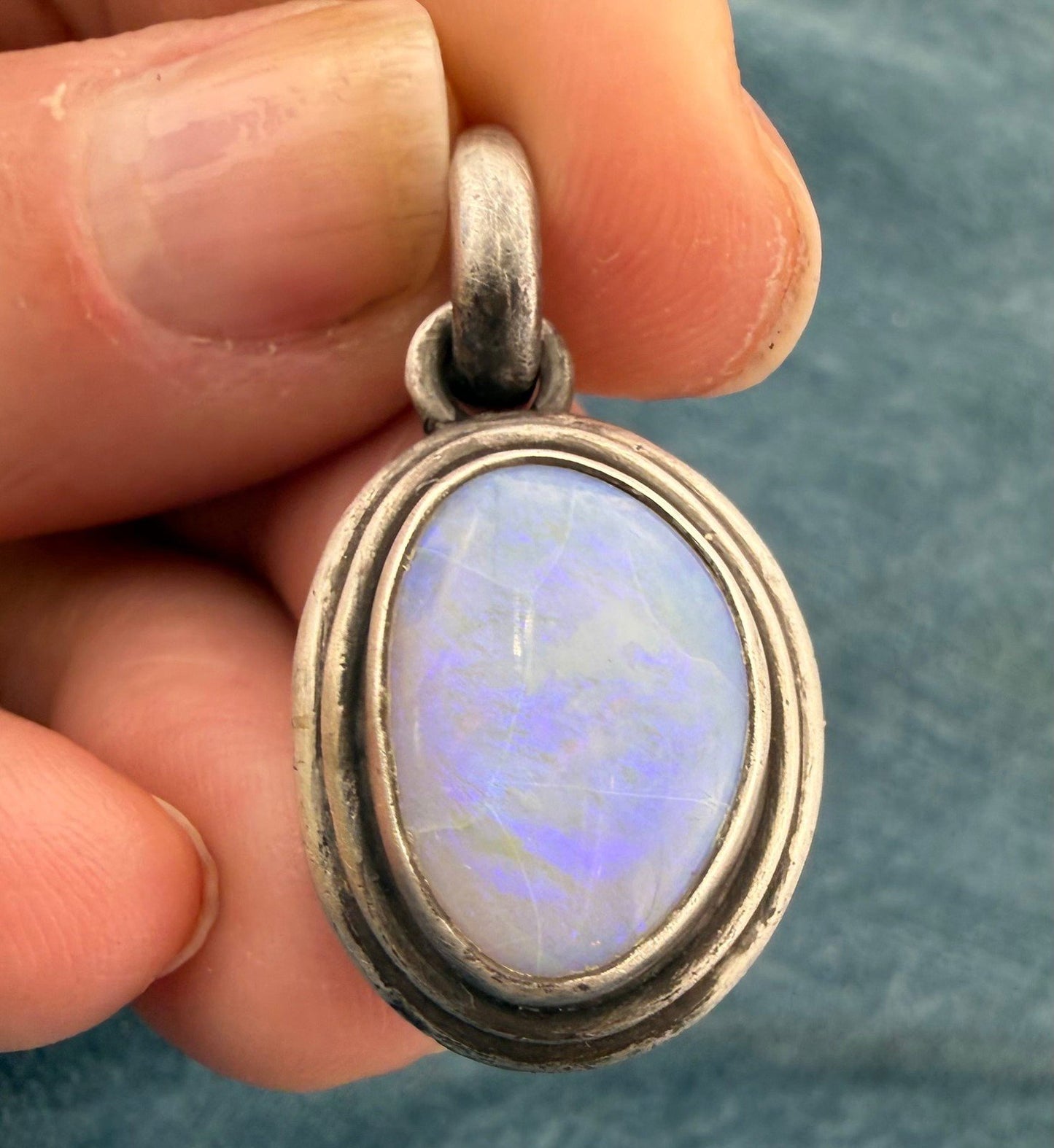 Australian Lavender "Ghost" Opal Pendant in 925. 1.4" + 9g *Video*