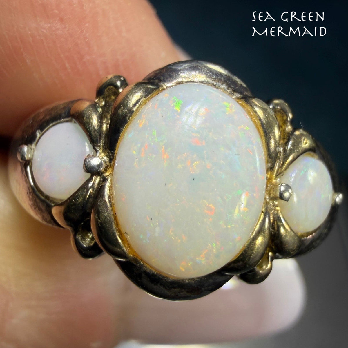 Australian Opal 3 Gem Sterling Silver Ring *Video*